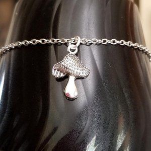 Silver Mushroom Charm Anklet,Bracelet